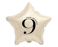 Foil Balloon 18" - Star with Number "9" (creamy)